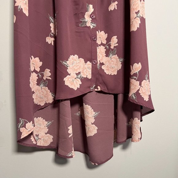 Torrid Size 1 Top Pastel Pink Floral Lexie Georgette Baby Doll Cami High Low - Picture 7 of 13